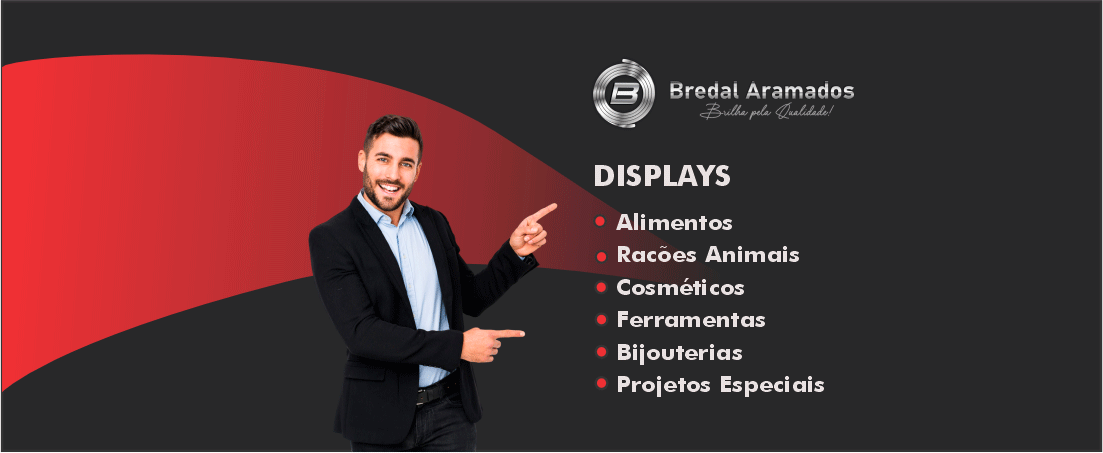 Expositor aramado para organização e exposição de produtos no varejo.